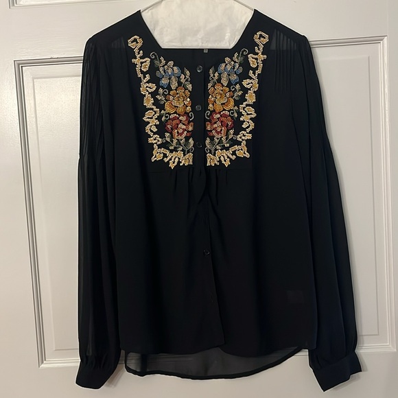 Black embellished long sleeve blouse excellent condition - Picture 13 of 13